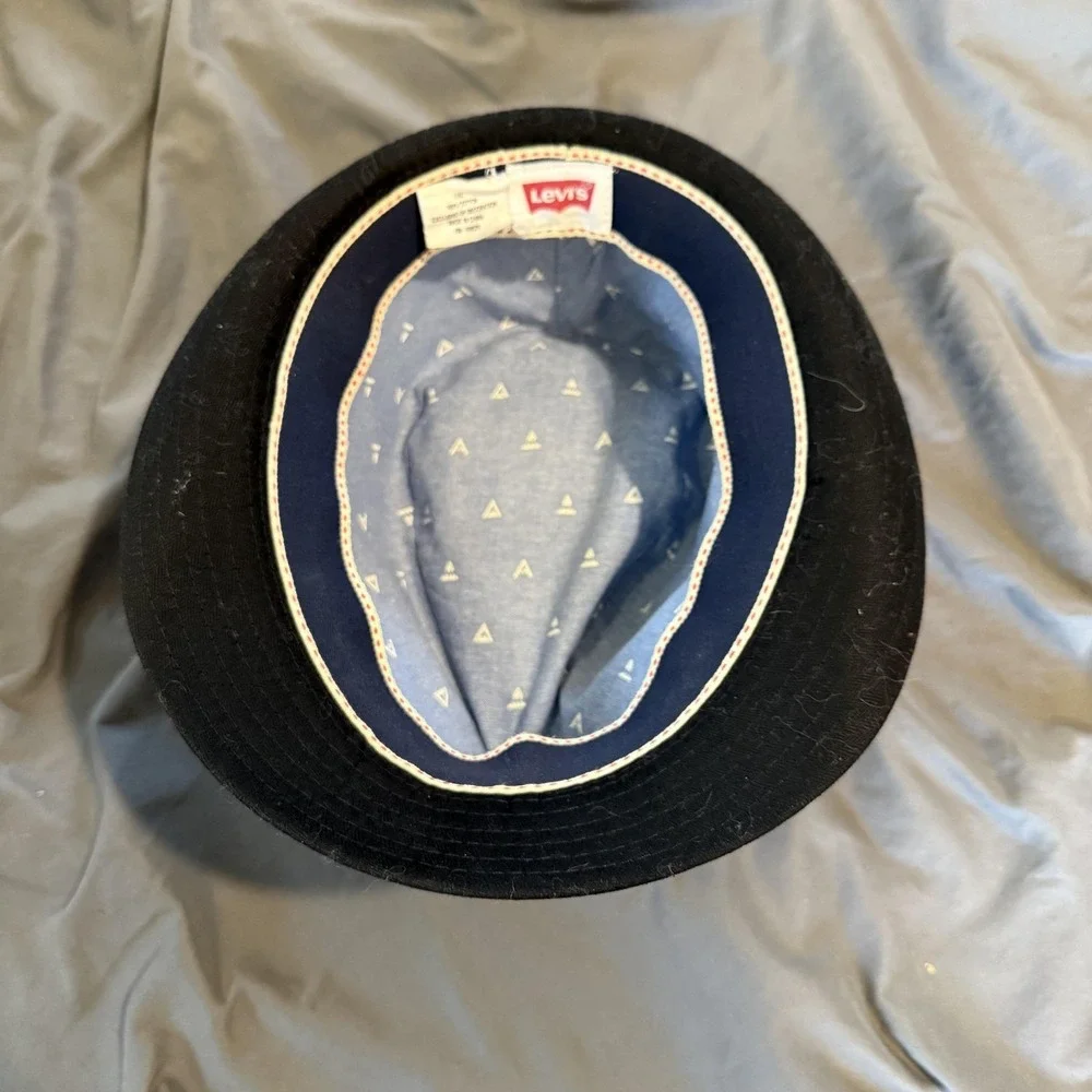 Levi's Hat Fedora Mens XL Black Cotton Twill Lined Casual Classic Logo